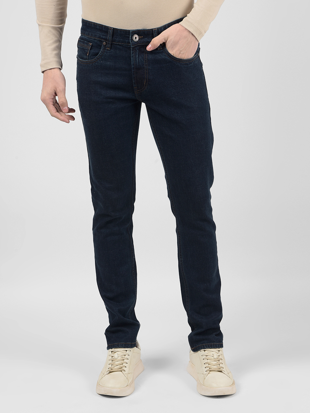 Numero Uno Men Solid Dark Blue Jeans